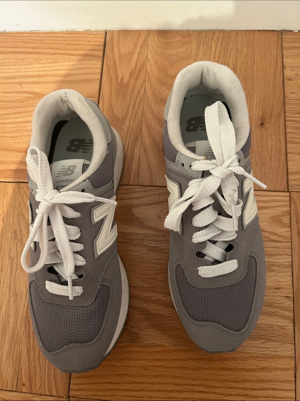 New Balance Gray and White Platform Sneakers - Picture 2 of 15